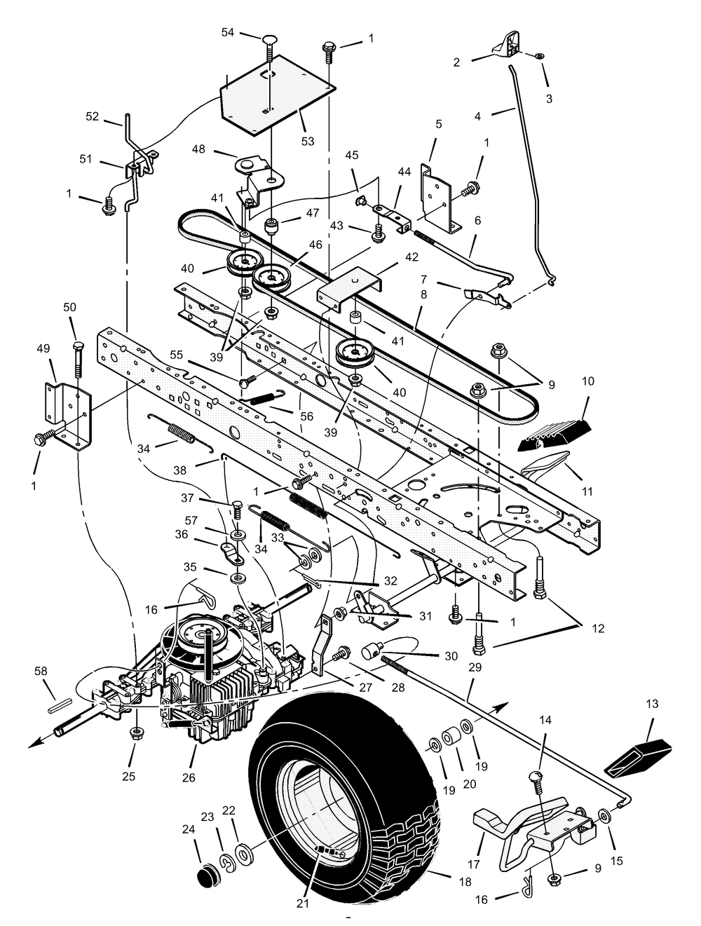 Drive Assembly Diagram and Parts List for 425605X683A 2001 Briggs and Stratton Lawn Tractor